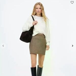 Madewell Tan Checkered Mini Skirt